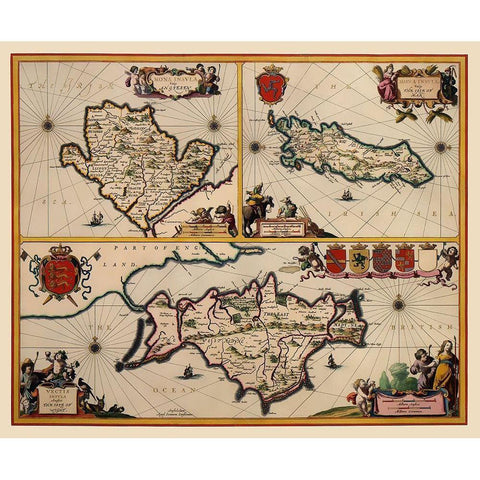 Isle of Wight Man Anglesey Great Britain White Modern Wood Framed Art Print by Jansson