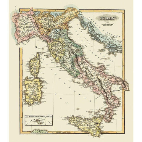 Italy - Lucas 1823 Black Modern Wood Framed Art Print with Double Matting by Lucas