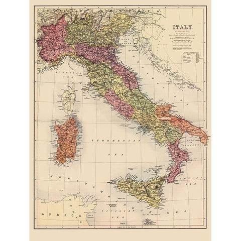 Italy - Bartholomew 1890 Gold Ornate Wood Framed Art Print with Double Matting by Bartholomew