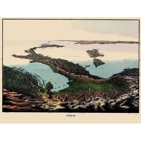 Panoramic Italy - Corbetta 1853 Black Modern Wood Framed Art Print by Corbetta