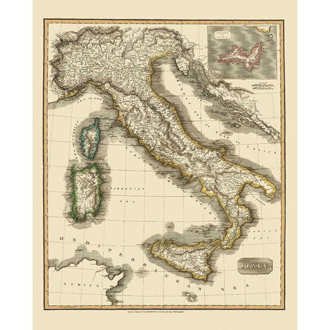 Italy - Thomson 1814 White Modern Wood Framed Art Print by Thomson