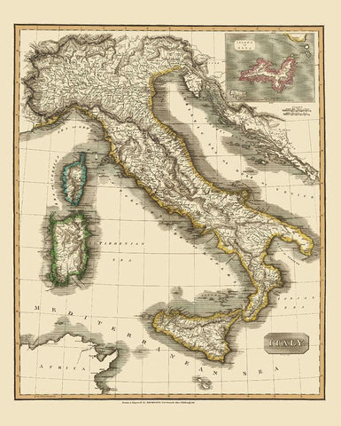 Italy - Thomson 1814 White Modern Wood Framed Art Print with Double Matting by Thomson