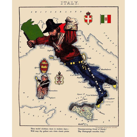 Italy - Lancaster 1869 Black Modern Wood Framed Art Print with Double Matting by Lancaster