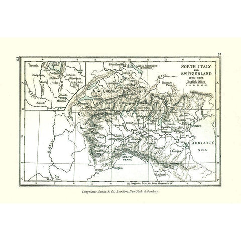 Italy Switzerland 1805 Europe - Gardiner 1902 Gold Ornate Wood Framed Art Print with Double Matting by Gardiner