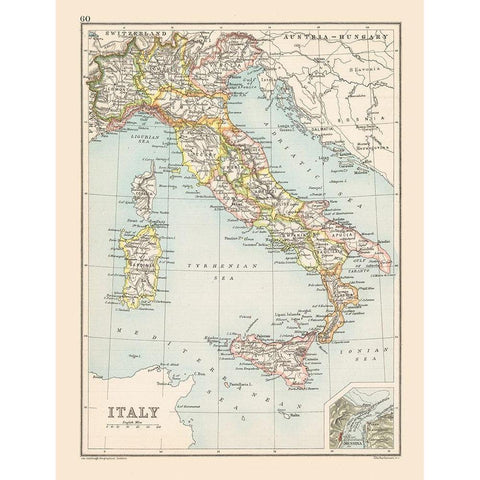 Italy - Bartholomew 1892 Black Modern Wood Framed Art Print with Double Matting by Bartholomew