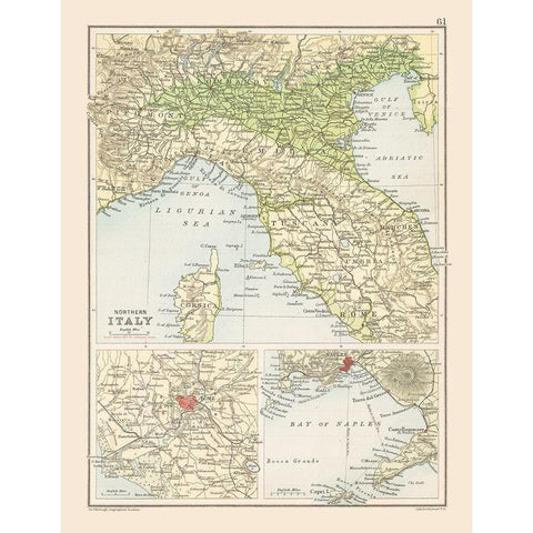 Northern Italy - Bartholomew 1892 White Modern Wood Framed Art Print by Bartholomew