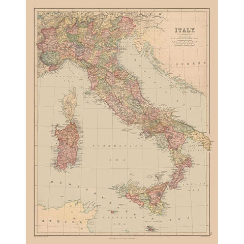 Italy - Black 1867 Black Modern Wood Framed Art Print with Double Matting by Black