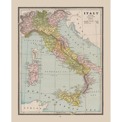 Italy - Cram 1888 Gold Ornate Wood Framed Art Print with Double Matting by Cram