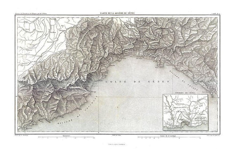 Genoa Italy - Thiers 1866 White Modern Wood Framed Art Print with Double Matting by Thiers