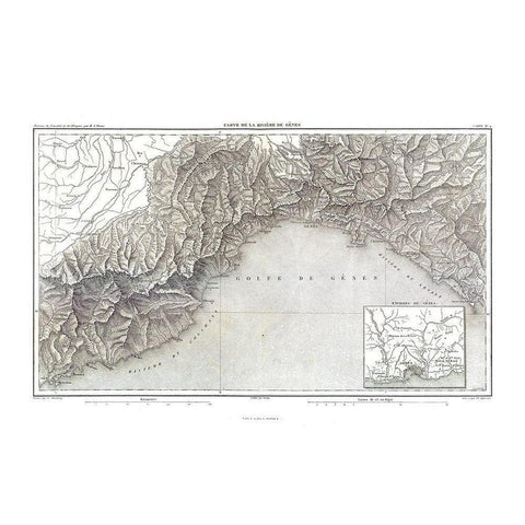 Genoa Italy - Thiers 1866 Black Modern Wood Framed Art Print by Thiers