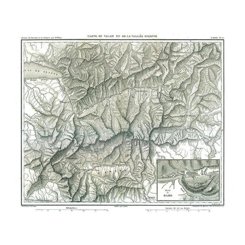 Aosta Valley Italy - Thiers 1866 White Modern Wood Framed Art Print by Thiers