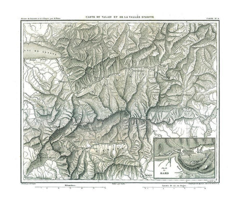 Aosta Valley Italy - Thiers 1866 White Modern Wood Framed Art Print with Double Matting by Thiers