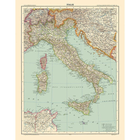 Italy - Schrader 1908 Gold Ornate Wood Framed Art Print with Double Matting by Schrader