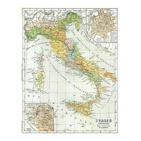 Ancient Italy - Cortambert 1880 Gold Ornate Wood Framed Art Print with Double Matting by Cortambert