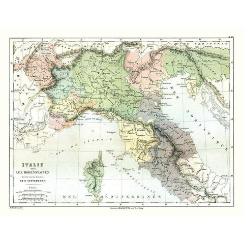 Hohenstaufen Dynasty Italy - Cortambert 1880 Black Modern Wood Framed Art Print with Double Matting by Cortambert