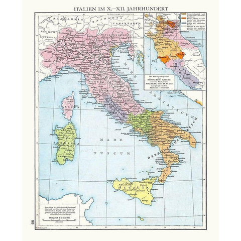 Italy 10-12 Century - Droysen 1886 White Modern Wood Framed Art Print by Droysen