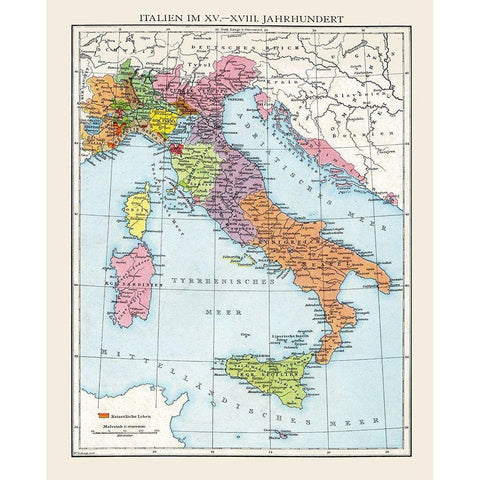 Italy 15-18 Century - Droysen 1886 Black Modern Wood Framed Art Print by Droysen