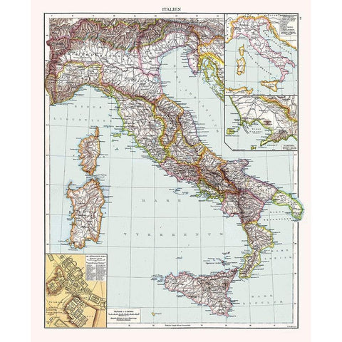 Italy - Droysen 1886 Gold Ornate Wood Framed Art Print with Double Matting by Droysen