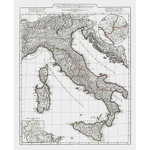 Ancient Italy - DAnville 1799 White Modern Wood Framed Art Print by D''Anville