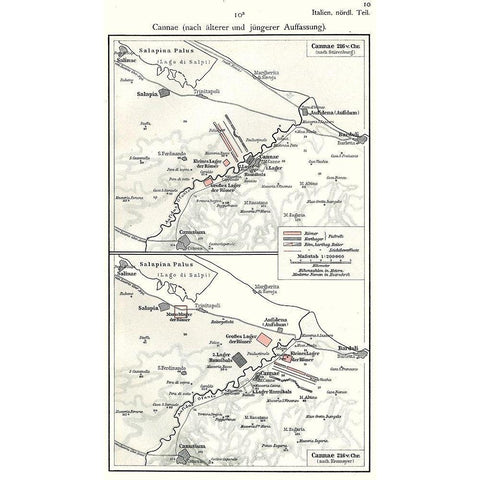 Cannae Italy - Putzgers 1897 Gold Ornate Wood Framed Art Print with Double Matting by Putzgers