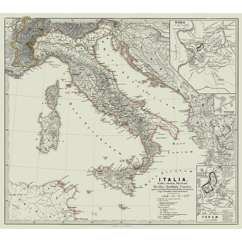 Italy - Spruner 1865 White Modern Wood Framed Art Print by Spruner