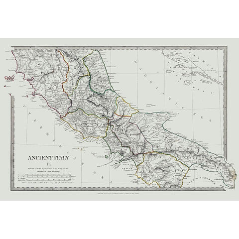 Central Ancient Italy - Chapman 1830 Black Modern Wood Framed Art Print with Double Matting by Chapman