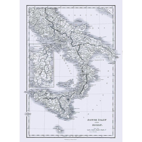 South Italy Sicily - Oxford 1828 Black Modern Wood Framed Art Print by Oxford