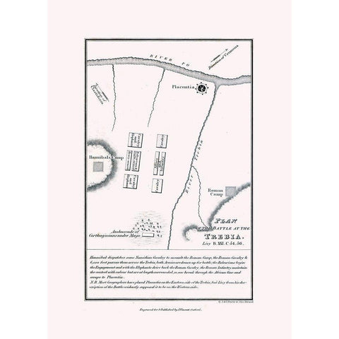 Battle of Trebia - Italy - Oxford 1828 Black Modern Wood Framed Art Print with Double Matting by Unknown