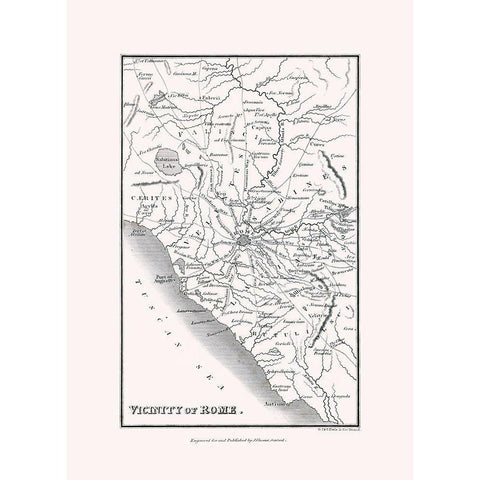 Rome Vicinity Italy - Oxford 1828 Black Modern Wood Framed Art Print with Double Matting by Oxford