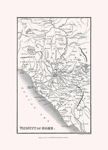 Rome Vicinity Italy - Oxford 1828 White Modern Wood Framed Art Print with Double Matting by Oxford