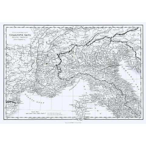 Cisalpine Gaul Rhaetia Noricum Corsica Italy Black Modern Wood Framed Art Print with Double Matting by Oxford