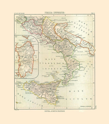 South Italy - Perthes 1896 White Modern Wood Framed Art Print with Double Matting by Perthes