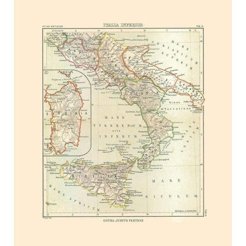 South Italy - Perthes 1896 Black Modern Wood Framed Art Print with Double Matting by Perthes