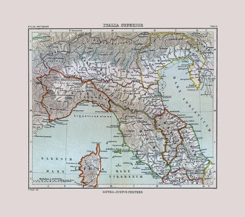 North Italy - Perthes 1896 White Modern Wood Framed Art Print with Double Matting by Perthes