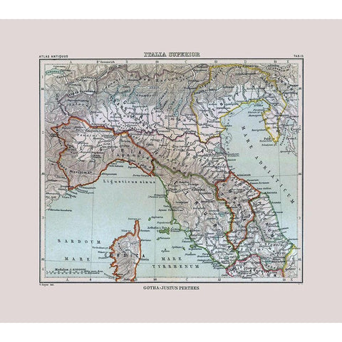 North Italy - Perthes 1896 Black Modern Wood Framed Art Print with Double Matting by Perthes