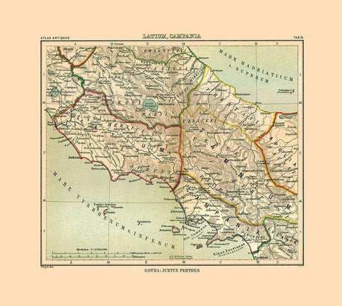 Central Italy - Perthes 1896 White Modern Wood Framed Art Print with Double Matting by Perthes