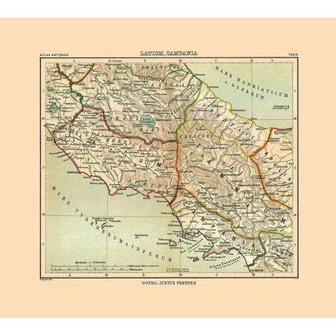 Central Italy - Perthes 1896 White Modern Wood Framed Art Print by Perthes