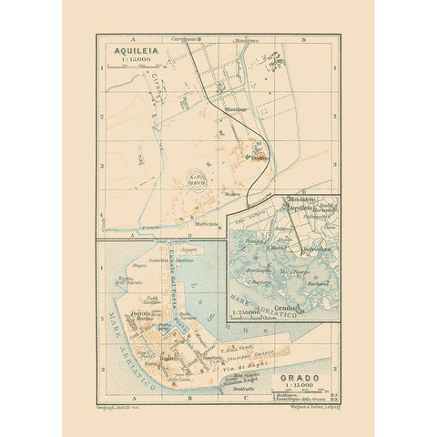 Aquileia Grado Italy - Baedeker 1910 White Modern Wood Framed Art Print by Baedeker