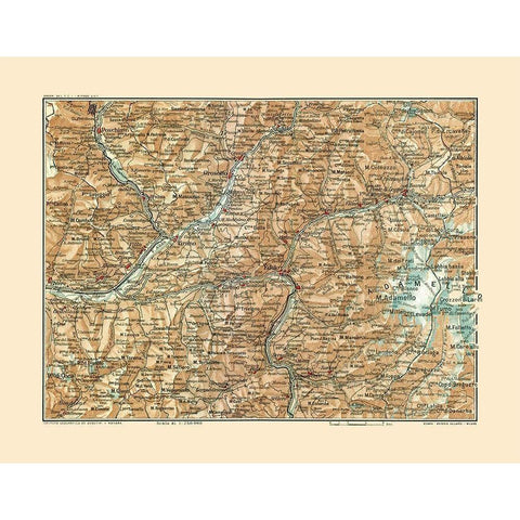 Edolo Region Italy - Bertarelli 1914 Gold Ornate Wood Framed Art Print with Double Matting by Bertarelli