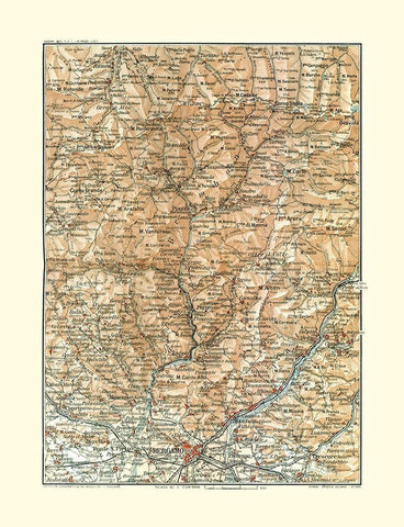 Piazza Region Italy - Bertarelli 1914 Black Ornate Wood Framed Art Print with Double Matting by Bertarelli