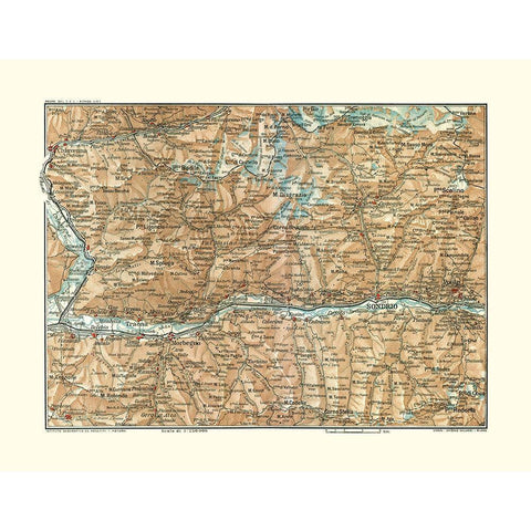 Sondrio Region Italy - Bertarelli 1914 Gold Ornate Wood Framed Art Print with Double Matting by Bertarelli