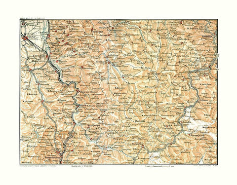 Northwest Italy - Bertarelli 1914 Black Ornate Wood Framed Art Print with Double Matting by Bertarelli