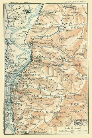 Northwest Italy - Bertarelli 1914 Black Ornate Wood Framed Art Print with Double Matting by Bertarelli