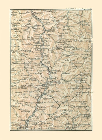 Northwest Towns Italy - Bertarelli 1914 Black Ornate Wood Framed Art Print with Double Matting by Bertarelli