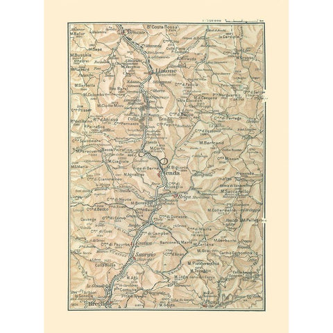 Northwest Towns Italy - Bertarelli 1914 Black Modern Wood Framed Art Print with Double Matting by Bertarelli