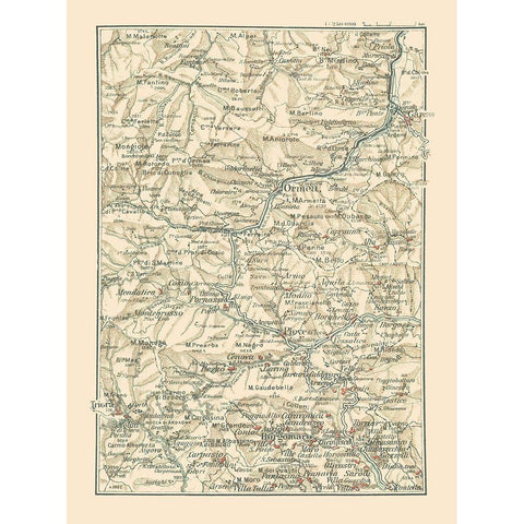 Ligurian Sea Coast Italy - Bertarelli 1914 White Modern Wood Framed Art Print by Bertarelli