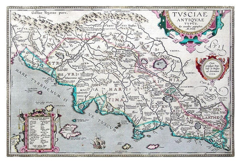 Ancient Etruria 1584 Central Italy - Ortelius 1584 White Modern Wood Framed Art Print with Double Matting by Ortelius