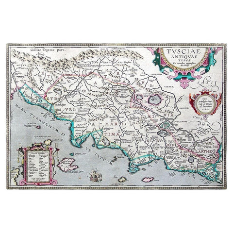 Ancient Etruria 1584 Central Italy - Ortelius 1584 White Modern Wood Framed Art Print by Ortelius