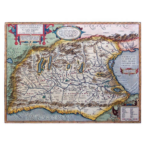 Ancient Northern Italy - Ortelius 1570 Gold Ornate Wood Framed Art Print with Double Matting by Ortelius