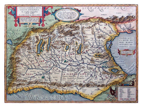 Ancient Northern Italy - Ortelius 1570 White Modern Wood Framed Art Print with Double Matting by Ortelius